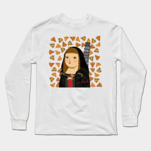 Mona Lisa loves Pizza Long Sleeve T-Shirt